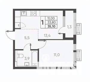 1-к квартира, вторичка, 35м2, 8/24 этаж