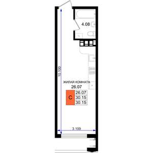 Студия квартира, вторичка, 30м2, 2/8 этаж