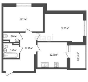 2-к квартира, вторичка, 65м2, 12/21 этаж