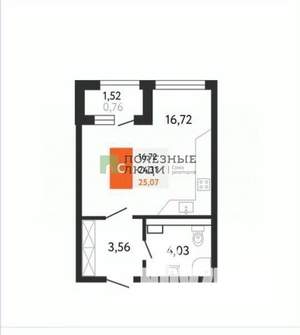 Студия квартира, вторичка, 25м2, 19/24 этаж