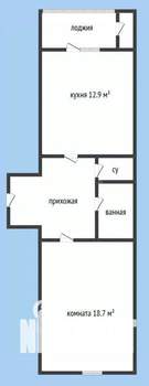 1-к квартира, вторичка, 45м2, 2/12 этаж