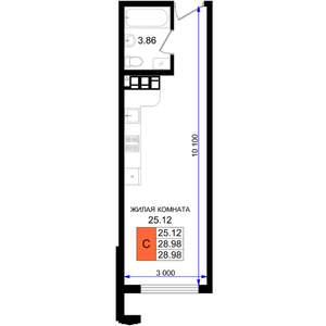 Студия квартира, строящийся дом, 29м2, 2/8 этаж