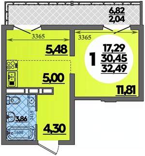 Студия квартира, строящийся дом, 32м2, 7/16 этаж