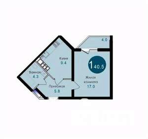1-к квартира, вторичка, 41м2, 8/14 этаж