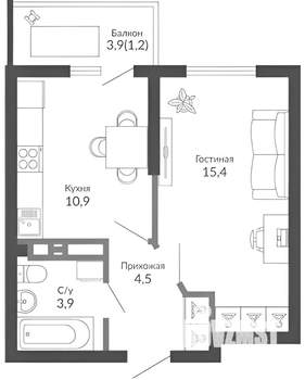 1-к квартира, вторичка, 37м2, 13/21 этаж