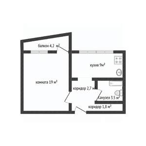 1-к квартира, вторичка, 38м2, 6/9 этаж