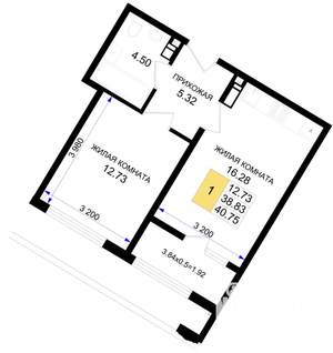 1-к квартира, вторичка, 41м2, 2/8 этаж