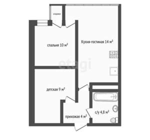 1-к квартира, вторичка, 44м2, 7/18 этаж