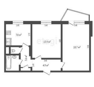 2-к квартира, вторичка, 52м2, 2/10 этаж