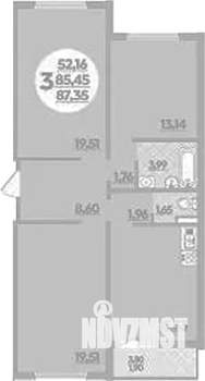 3-к квартира, вторичка, 87м2, 3/16 этаж