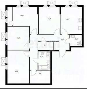 4-к квартира, вторичка, 97м2, 6/18 этаж