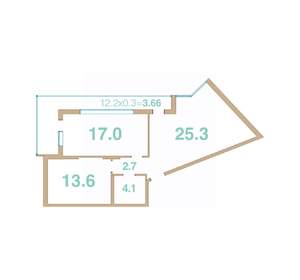 2-к квартира, вторичка, 66м2, 5/8 этаж