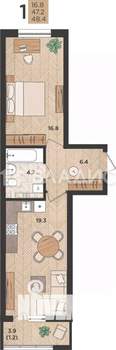 1-к квартира, вторичка, 47м2, 15/24 этаж