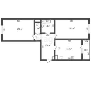2-к квартира, вторичка, 70м2, 9/16 этаж