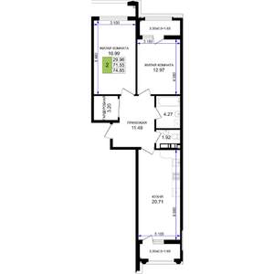 2-к квартира, вторичка, 75м2, 4/8 этаж