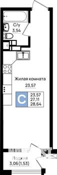Студия квартира, вторичка, 29м2, 3/9 этаж