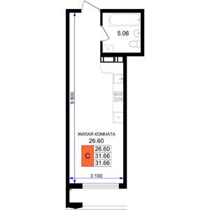 Студия квартира, вторичка, 32м2, 2/8 этаж