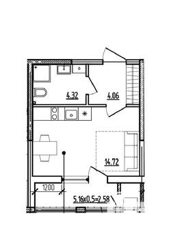 Студия квартира, вторичка, 26м2, 1/9 этаж
