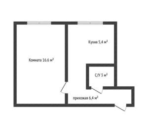 1-к квартира, вторичка, 31м2, 1/4 этаж