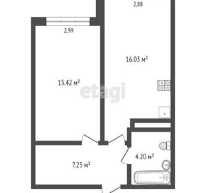 1-к квартира, вторичка, 43м2, 14/21 этаж