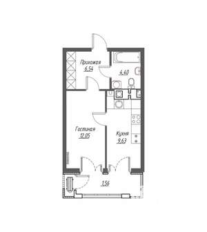 1-к квартира, вторичка, 35м2, 1/5 этаж