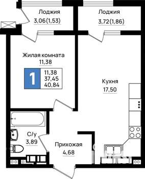 1-к квартира, вторичка, 41м2, 18/18 этаж