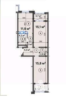 2-к квартира, вторичка, 65м2, 4/16 этаж