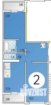 2-к квартира, вторичка, 61м2, 13/16 этаж
