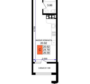 Студия квартира, вторичка, 27м2, 7/8 этаж