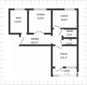 3-к квартира, вторичка, 66м2, 7/10 этаж