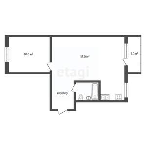 1-к квартира, вторичка, 48м2, 2/5 этаж