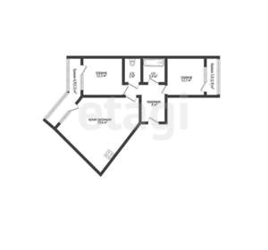 2-к квартира, вторичка, 56м2, 1/25 этаж