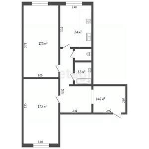 2-к квартира, вторичка, 61м2, 2/3 этаж