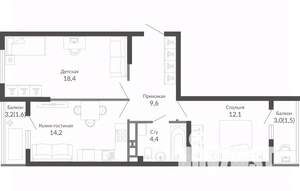 2-к квартира, вторичка, 62м2, 20/23 этаж