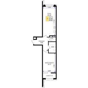 1-к квартира, строящийся дом, 55м2, 4/8 этаж