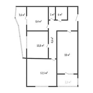 3-к квартира, вторичка, 65м2, 7/16 этаж