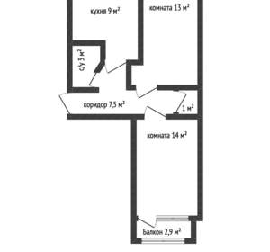 2-к квартира, вторичка, 47м2, 5/5 этаж
