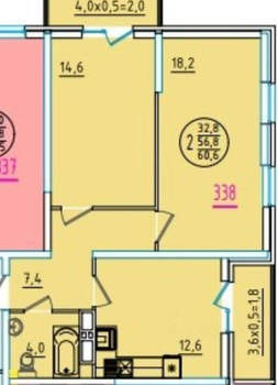 2-к квартира, вторичка, 61м2, 10/20 этаж