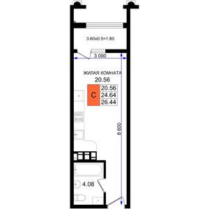 Студия квартира, вторичка, 26м2, 5/8 этаж