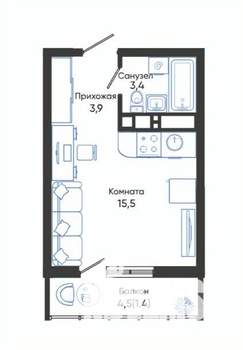 Студия квартира, вторичка, 24м2, 19/24 этаж