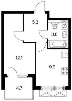1-к квартира, вторичка, 36м2, 3/15 этаж