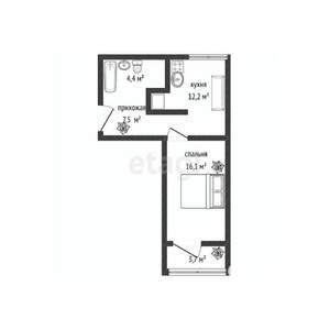 1-к квартира, вторичка, 40м2, 21/21 этаж