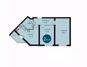 2-к квартира, вторичка, 54м2, 4/14 этаж
