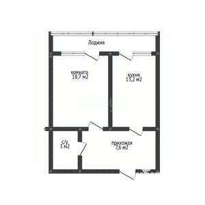 1-к квартира, вторичка, 43м2, 2/16 этаж