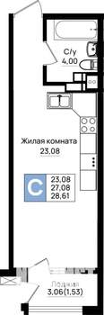 Студия квартира, вторичка, 29м2, 6/9 этаж
