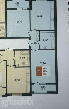 2-к квартира, вторичка, 61м2, 23/23 этаж
