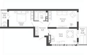 2-к квартира, вторичка, 57м2, 16/23 этаж
