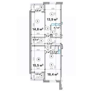 3-к квартира, вторичка, 92м2, 6/16 этаж