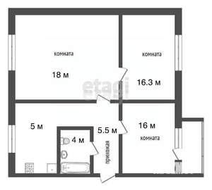 3-к квартира, вторичка, 65м2, 2/5 этаж