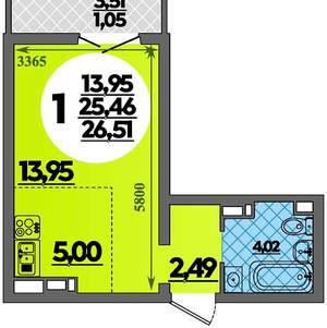 Студия квартира, вторичка, 27м2, 4/16 этаж